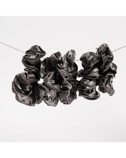 Soft Strokes Silk Metallic Pure Mulberry Silk French Scrunchie Set Of Five