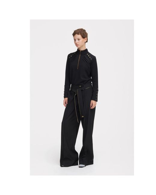 Julia Allert Black Tie-Waist Straight-Leg Trousers –