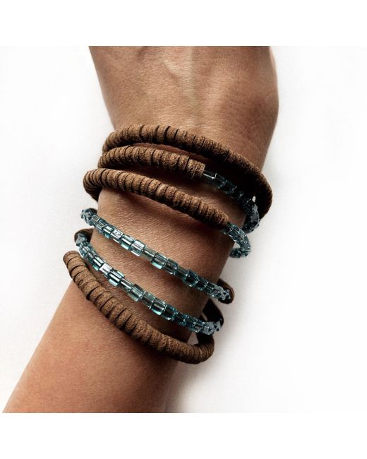 WAIWAI Multicolor Suede Spiral Beaded Cuff