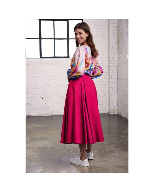 Marianna Déri Pink Pleated Cotton Sateen Skirt