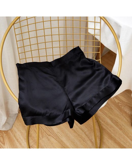 Soft Strokes Silk Blue Pure Mulberry Silk High-Waisted Shorts