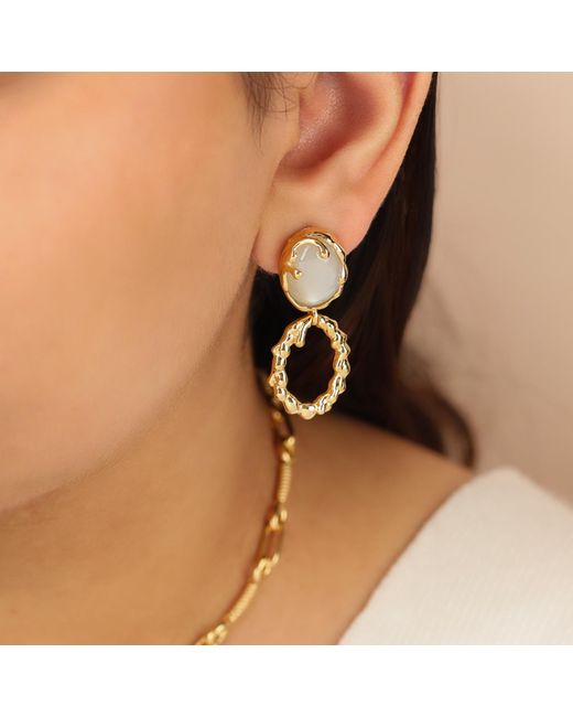 Preeti Sandhu Metallic Neutrals Molten Flame Moonstone Earrings
