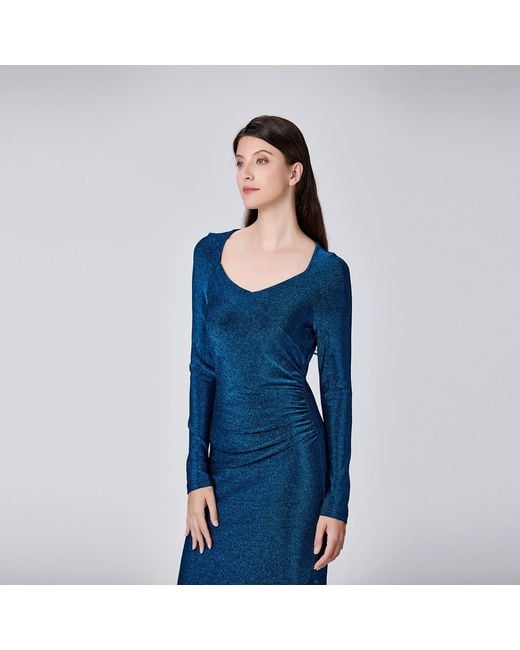 Smart and Joy Blue Fitted Jersey Rush Side Dress