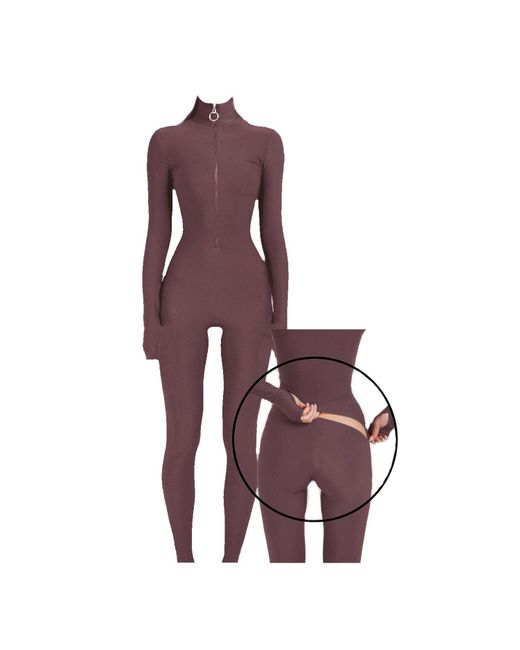 Monosuit Purple Cocoa Long Sleeve Turtleneck Zip Up Full Bodysuit Total Zipper