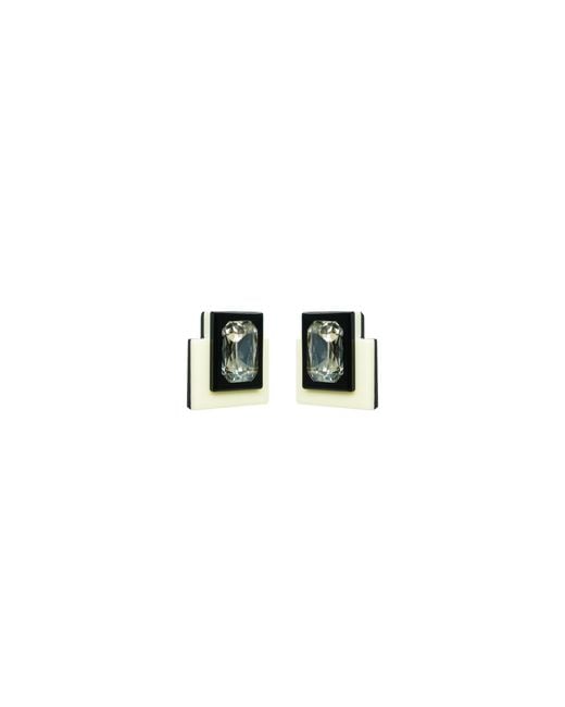 Gissa Bicalho Black Neutrals Handmade Acrylic Earring S Deco Rectangular Cut-Off Stone Vanilla