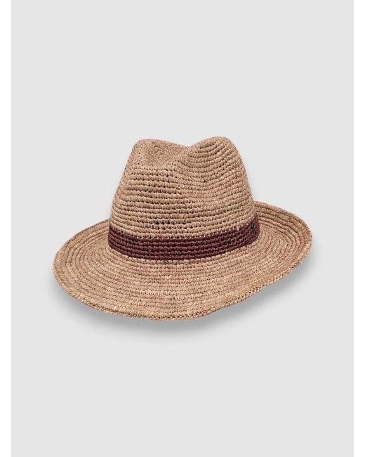 Mister Miller - Master Hatter Brown Neutrals Raffia Straw Pasha Fedora Hat