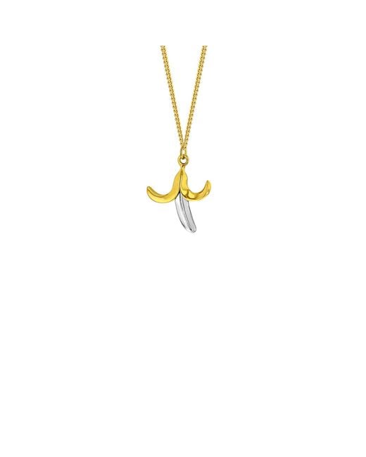 True Rocks Metallic Mini Banana Pendant 2Tone 18Kt-Plate & Sterling On Chain