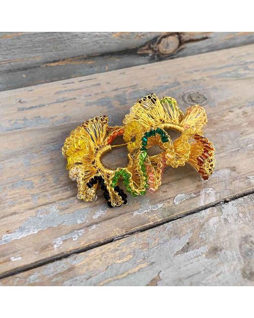 Lavish by Tricia Milaneze Multicolor Multi & Gold Rio Handmade Hoops