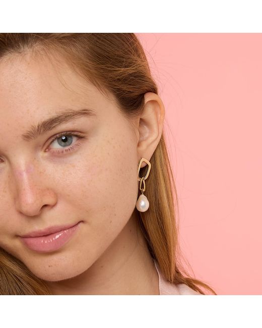 Pearls of the Orient Online Metallic Credo Chunky Drop Earrings With Baroque Cultured Freshwater Pearl
