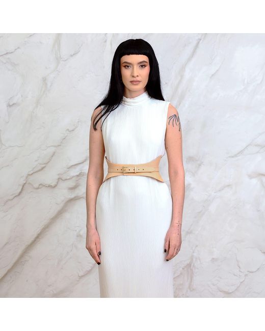 Haute Cuir Natural Neutrals Nude Crescent Leather Corset Belt