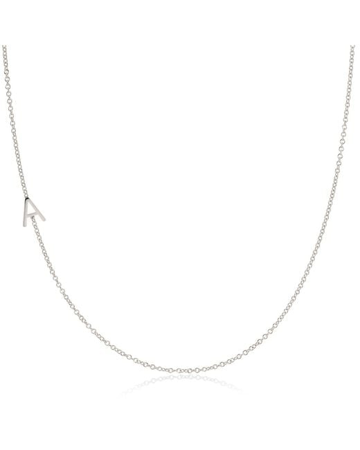 Maya Brenner Metallic 14k Gold Asymmetrical Letter Necklace - White Gold - 16" |