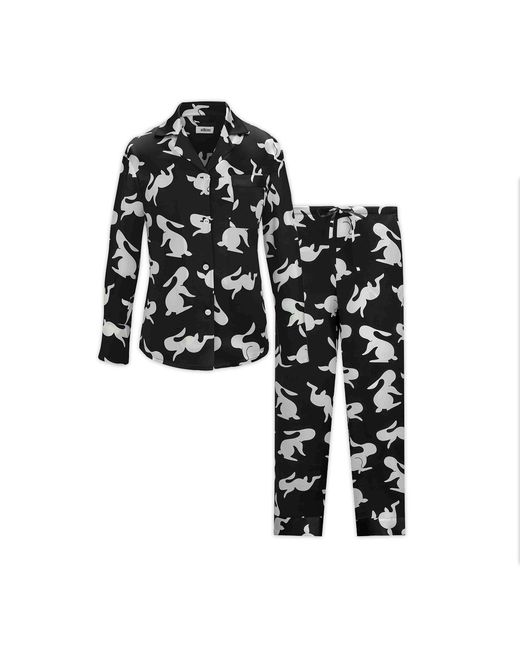 Silkinc Black Rabbit Silk Pajamas Set