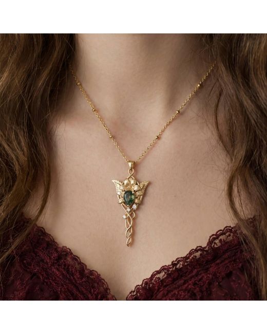 Azura Jewelry New York Metallic Evenfall Star Moss Agate Necklace Vermeil