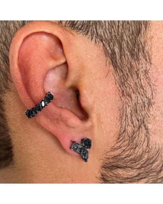 SALLY SKOUFIS White Emergence Ear Cuff With Made Cz Diamond Stimulant