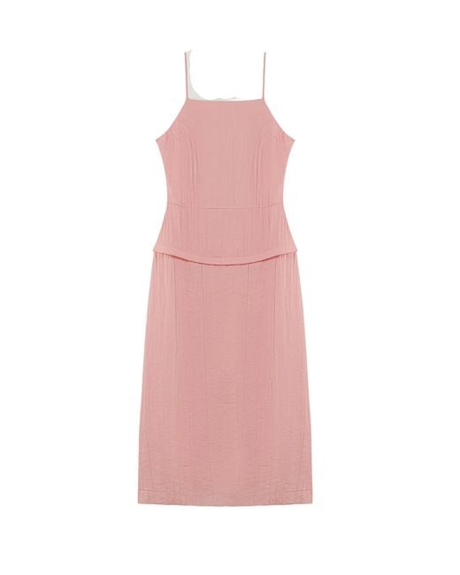 Nocturne Pink Spaghetti Strap Midi Dress