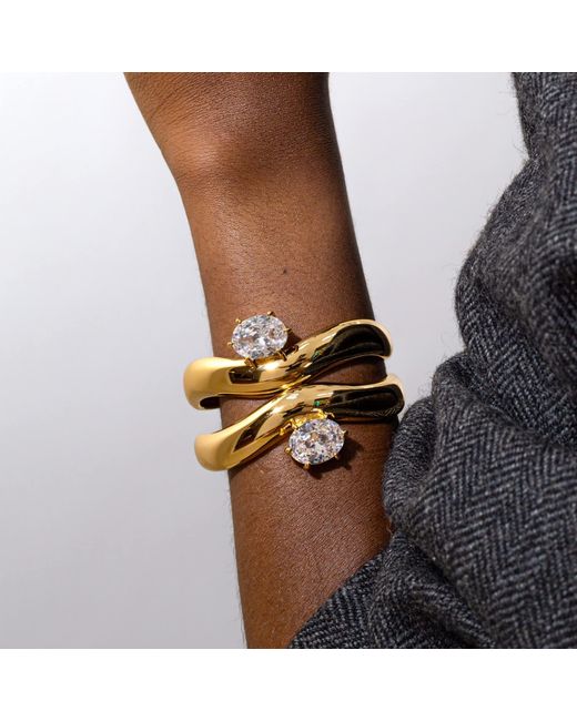 Zepplin the Label Metallic Wave Cuff – Sculptural Statement Bracelet