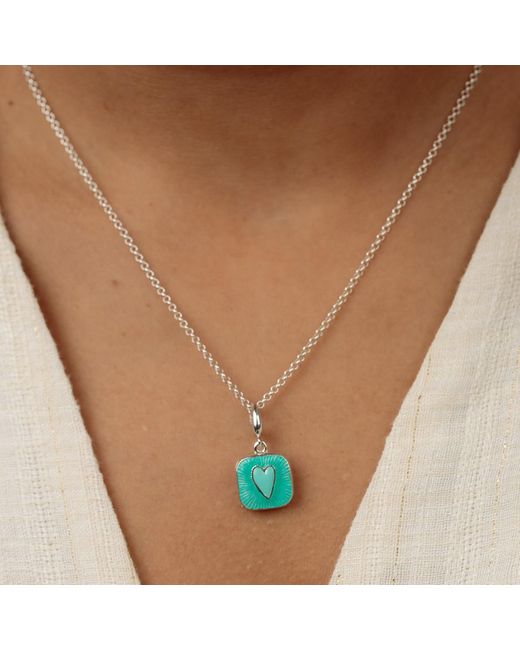 Lily Charmed Green Sterling Heart Locket Necklace