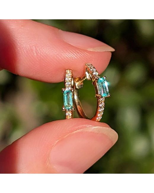 KAMARIA Metallic Emerald & Diamond Huggie Earrings