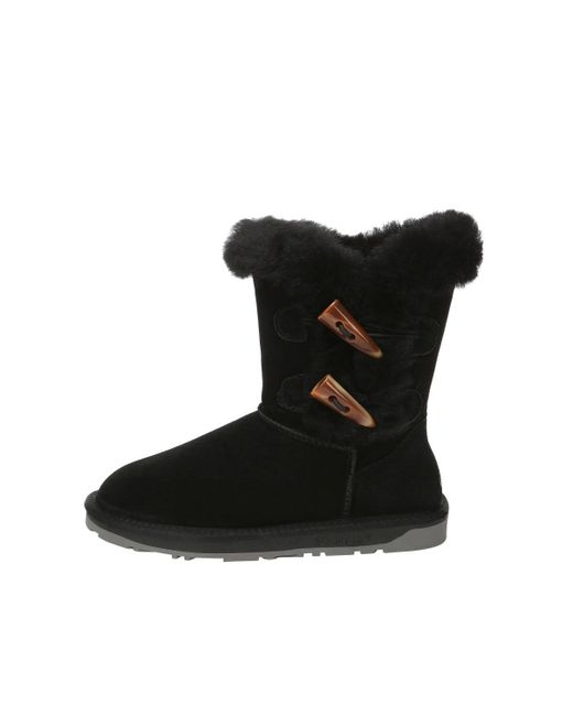 EverAu Australia Black Stork Horn Toggle Button Short Boots