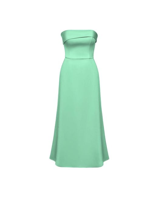 POST MERIDIEM Green Midi Dress With Turn-Up