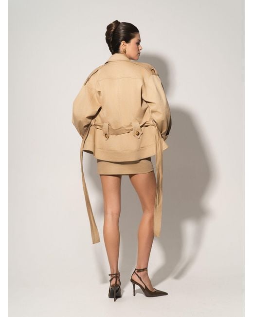Tia Dorraine Natural Neutrals Oversized Belted Trench Jacket & Mini Skirt Set