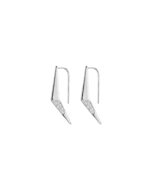 Gutta Design White Boomerang Earring Rhodium Plated