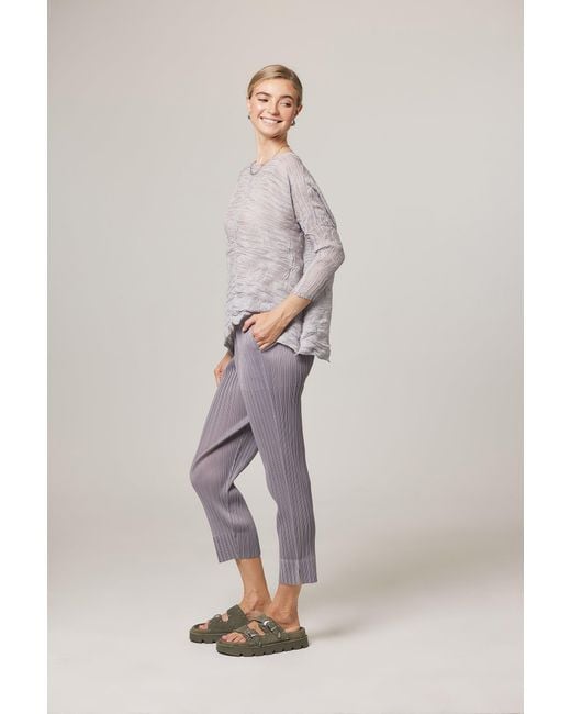 Wild Cosmos Gray Natalia Plissé Satin Tapered Crop Pant
