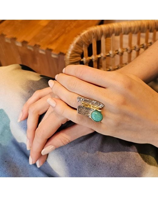 Farra White Amazonite Stone Setting Platinum Statement Ring