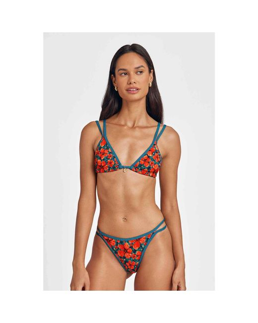 Blackbough Swim Red Minna Double Strap Triangle Top Paradise Blooms