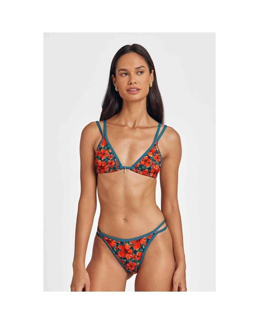 Blackbough Swim Red Minna Double Strap Triangle Top Paradise Blooms