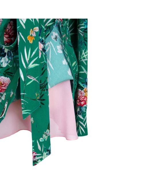 Rua & Rua Green Signature Mini Dress With Silk Lining And Floral Print