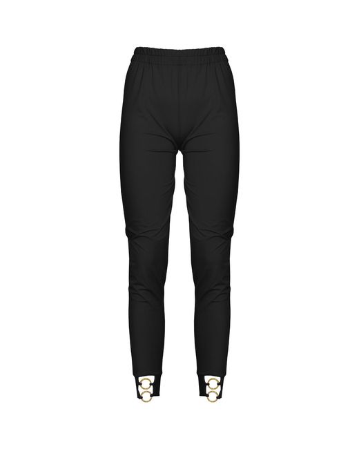 ANTONINIAS Black Sistine Elegant Pants With Golden Ring Details