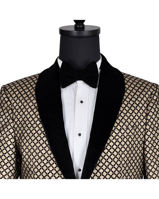DAVID WEJ Green Washington Jacquard Velvet Shawl Lapel Blazer for men