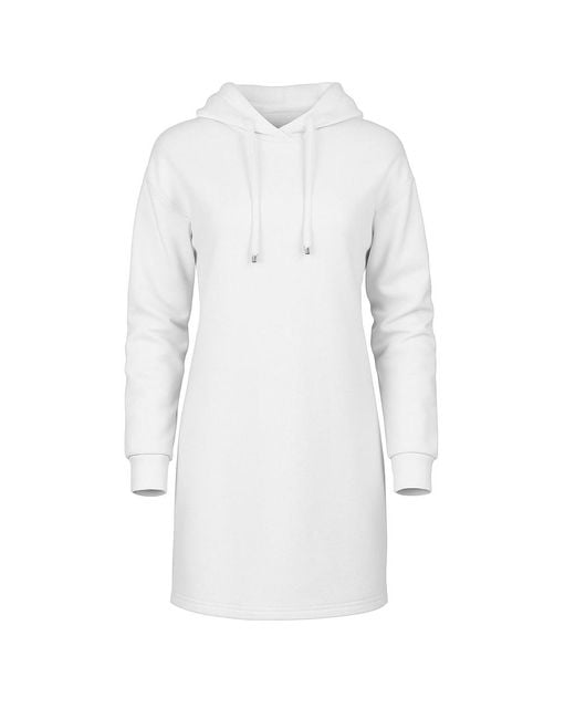 Conquista White Neutrals Ecru Cotton-Blend Hoodie Dress