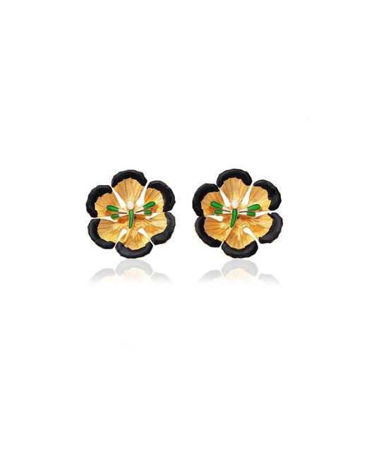 Milou Jewelry Black Flower Earrings With Dragonfly