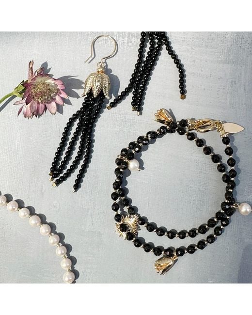 Farra Black Obsidian With Evil Eye Charms Double Layers Bracelet Or Choker