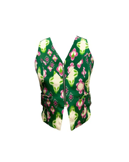Style Junkiie Green Cafe Ikat Tie-up Shirt