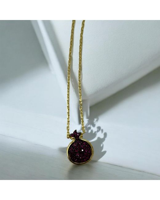 Latelita London Pink Pomegranate Ruby Pendant Necklace
