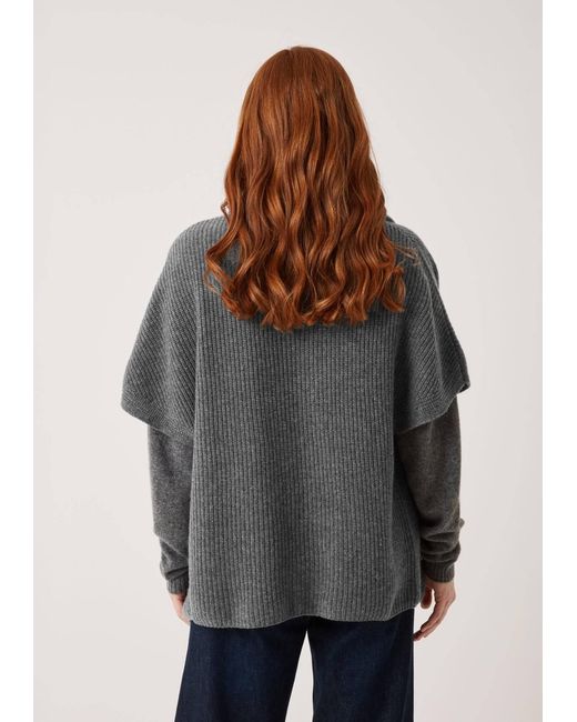 Loop Cashmere Gray Half Cardigan Sleeveless Cardigan