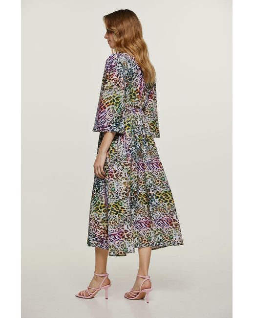 Conquista Multicolor Animal Print Empire Line Dress