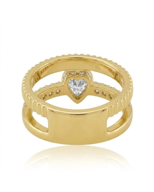 Artisan Metallic 14K Bezel Heart Diamond Open Band Ring