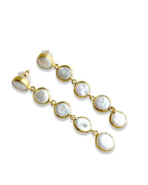 Laura Gray Metallic Freshwater Pearl Dangle Earrings