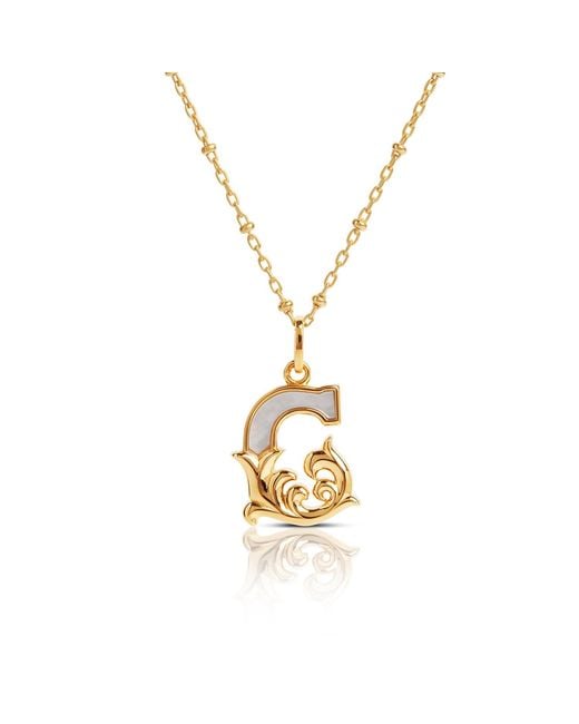 Kasun Metallic Plated G Initial Necklace With Mother Of Pearl