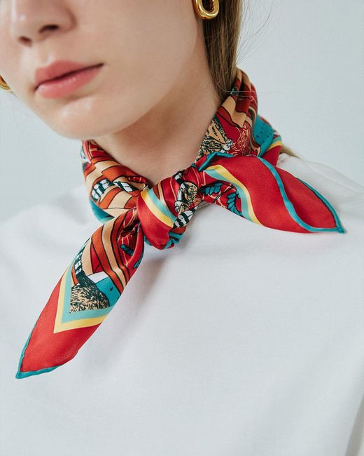 Lost Pattern Red Madagascar Silk Bandana