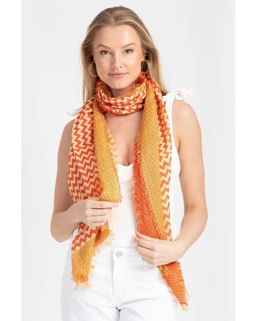 Saachi Orange Mabel Chevron Scarf