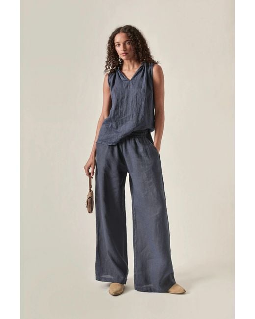James Lakeland Blue Pure Linen Sleeveless Top