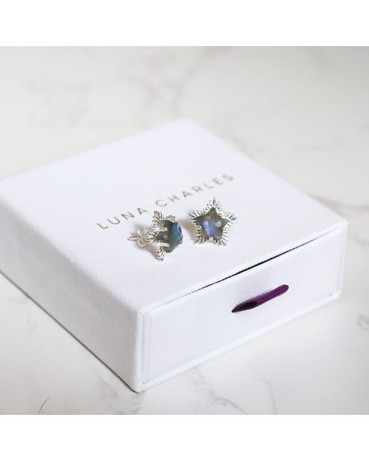 Luna Charles Blue Felicity Labradorite Spiky Star Stud Earrings