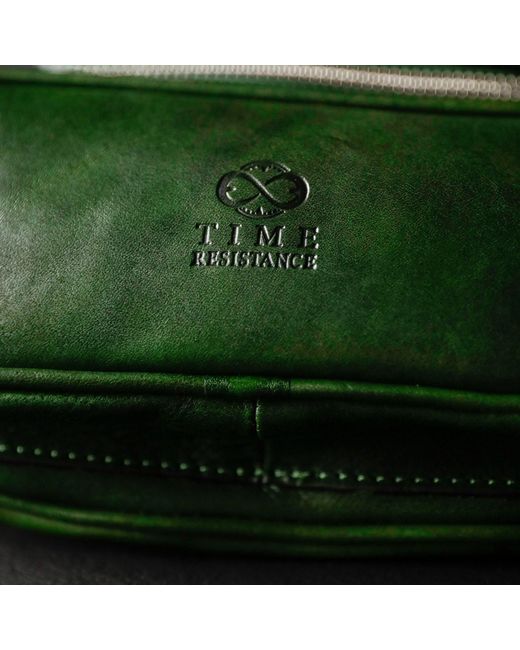 Time Resistance Green Leather Sling Bag Belly Bag