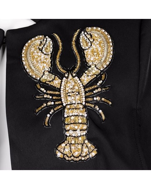 House of Laines London Black Laines Couture Tailored Cape With Embellished Lobster