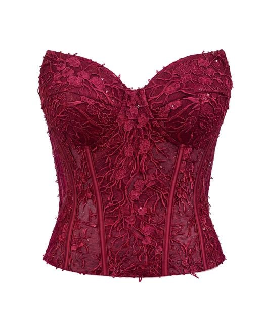 Angelika Jozefczyk Red Catrice Lace Corset Top Burgundy